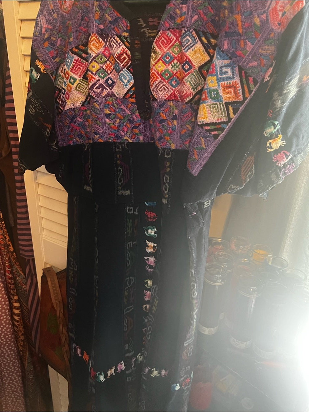 Embroidered Colorblock Boho Dress with Vibrant Yoke